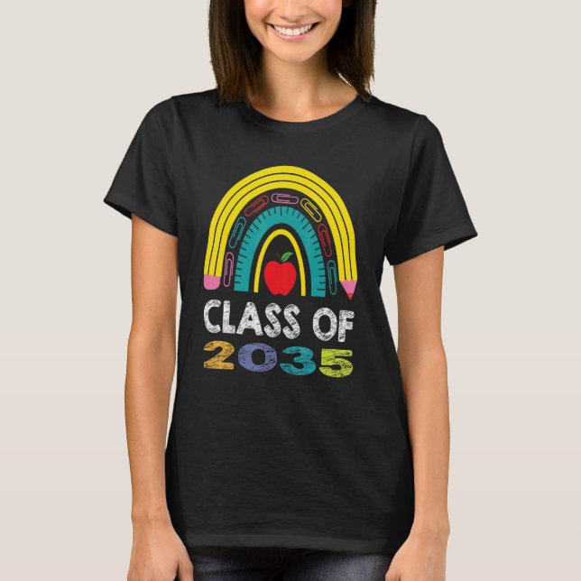 Class Of 2035 Rainbow Grows With Me First Day Of S T-Shirt (Front)