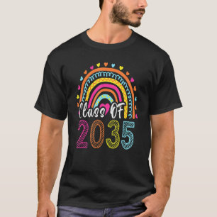 Class Of 2035 Rainbow Pink Graduate Preschool Kind T-Shirt