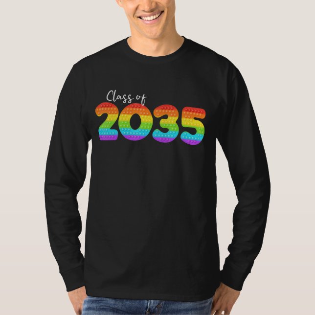 Class Of 2035 Rainbow Popit First Day of School T-Shirt (Front)