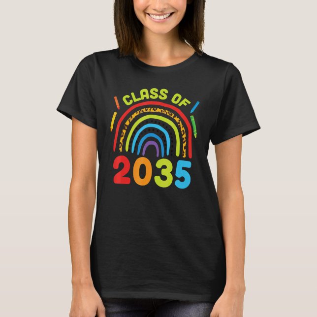 Class of 2035 Rainbows Grow  Back to School Grad P T-Shirt (Front)