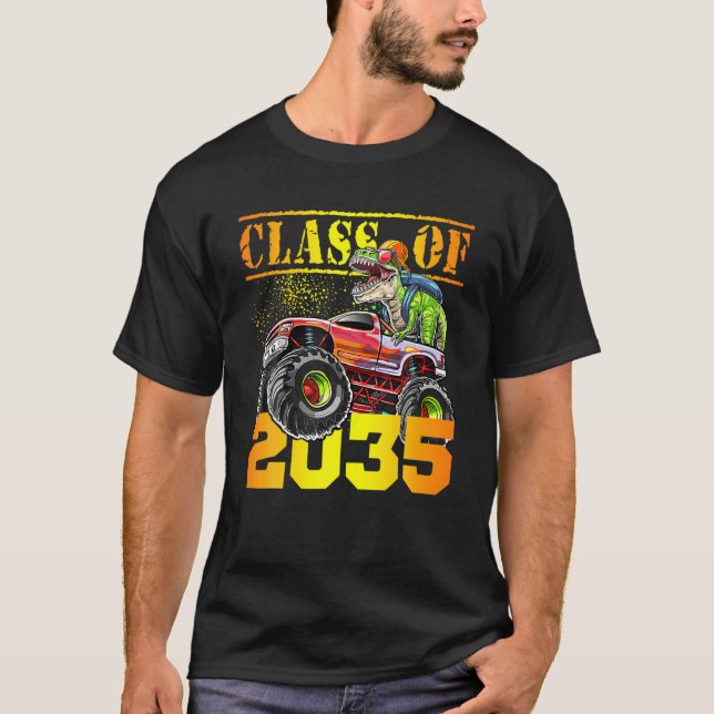 Class Of 2035 T Rex Dinosaur Monster Truck Pre-K B T-Shirt (Front)