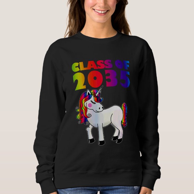 Class Of 2035 Unicorn Cute First Day Of School Gra Sweatshirt (Front)