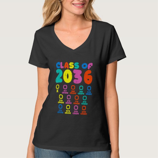 Class Of 2036 Grade Pre K Grow With Me Handprint P T-Shirt (Front)