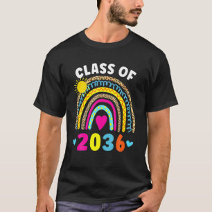 Class Of 2036 Graduation Pre-K Graduate Rainbow Fu T-Shirt