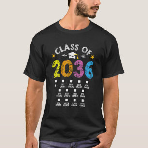 Class Of 2036 Grow With Me Checklist Graduation T-Shirt