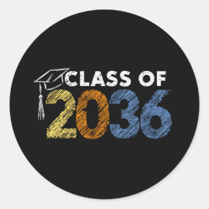 Class of 2036 Grow With Me First Day of School  Classic Round Sticker
