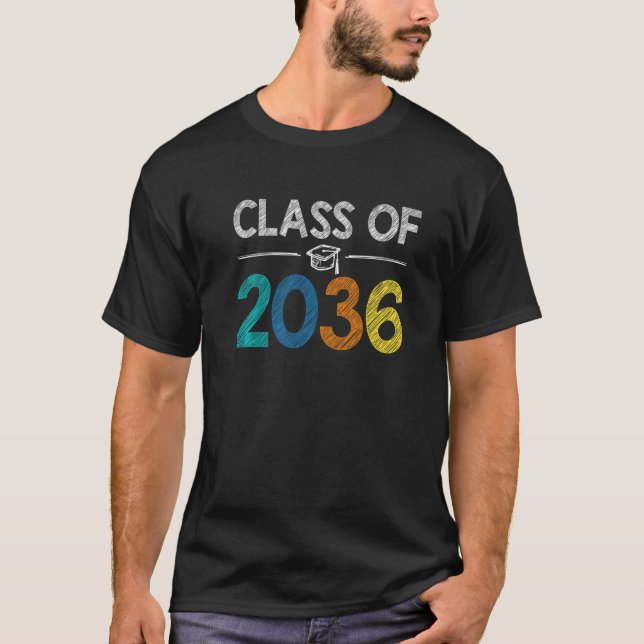 Class Of 2036 Grow With Me First Day Of School Gra T-Shirt (Front)