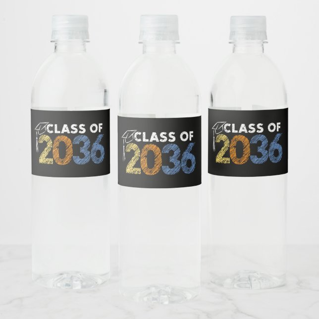 Class of 2036 Grow With Me First Day of School  Water Bottle Label (Bottles)