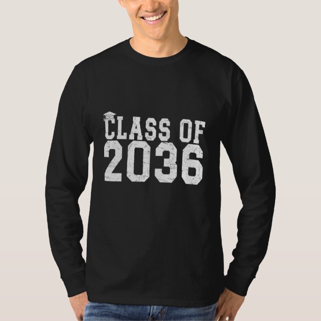 Class Of 2036 Grow With Me Graduation First Day Of T-Shirt (Front)