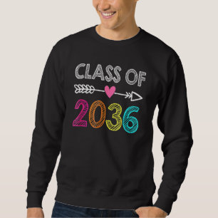 Class Of 2036 Heart Arrow Pre K Grow With Me Gradu Sweatshirt