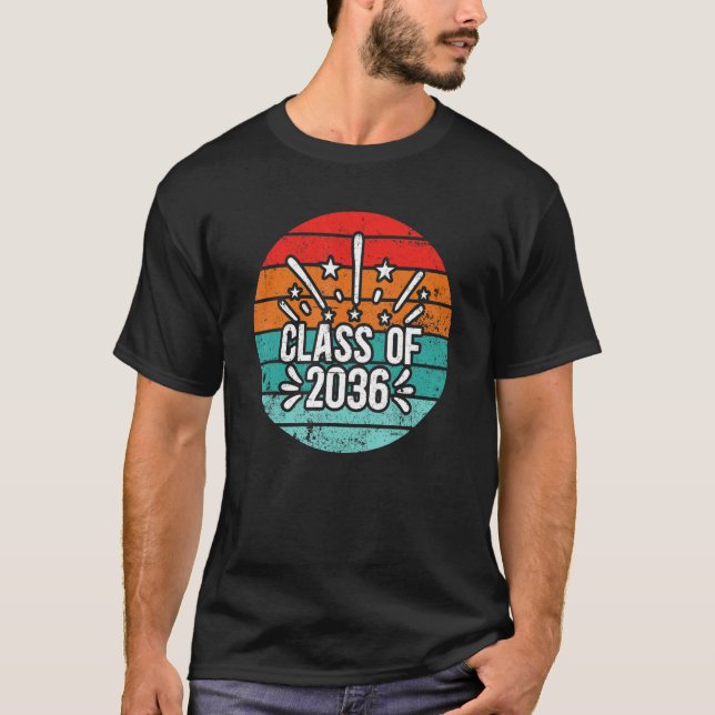 Class Of 2036 kindergarten to graduation Sunset Re T-Shirt (Front)