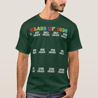 Class Of 2036 Senior 2036 Grow With Me Checklist G T-Shirt