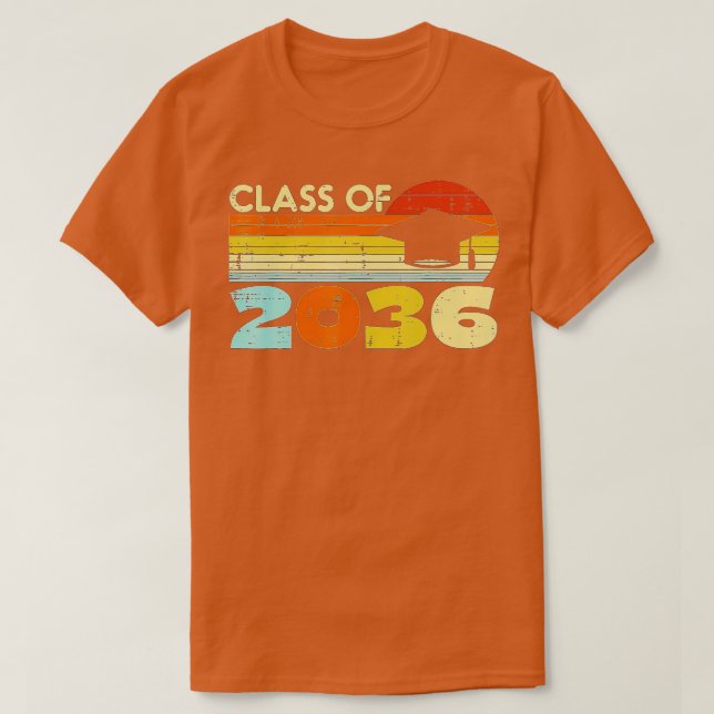 Class Of 2036 Sunset Retro First Last Day Grow Wit T-Shirt (Design Front)