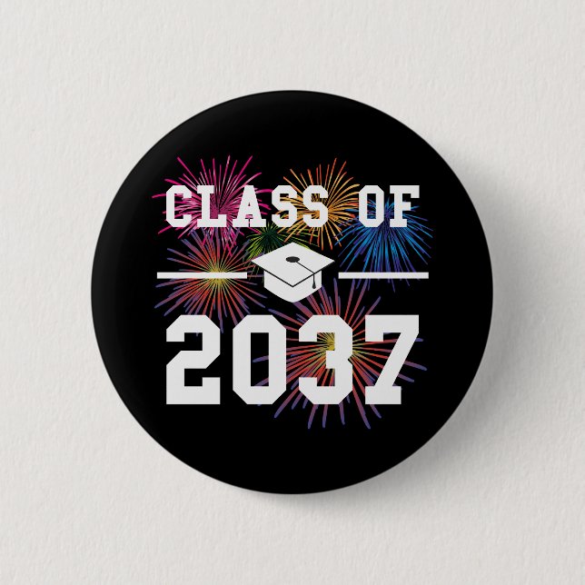 Class of 2037 First Day of School Grow with Me 6 Cm Round Badge (Front)