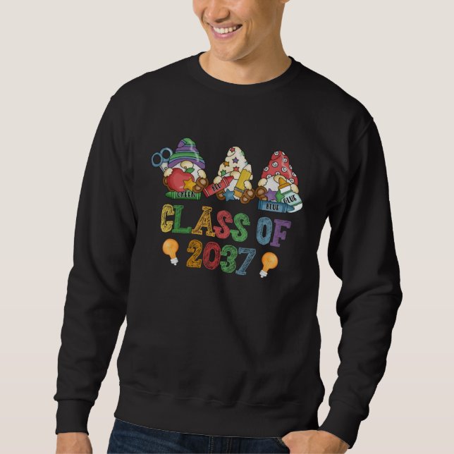 Class Of 2037 Gnome Graduation Kindergarten First  Sweatshirt (Front)