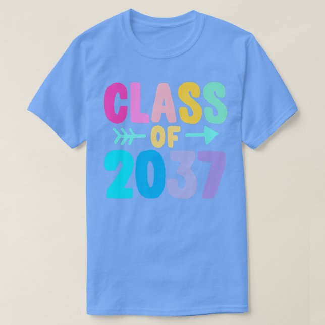 Class of 2037 Graduation Grow With Me  T-Shirt (Design Front)