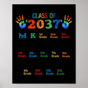 Class of 2037 Grow With Me Colour Handprint Pre-K  Poster