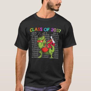 Class Of 2037 Grow With Me Dinosaur Graduation Kin T-Shirt