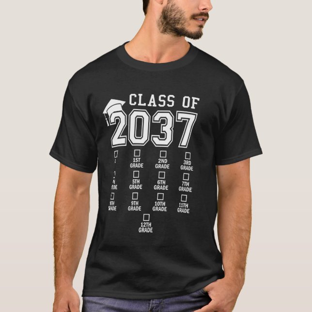 Class of 2037 Grow With Me First Day of School Gra T-Shirt (Front)