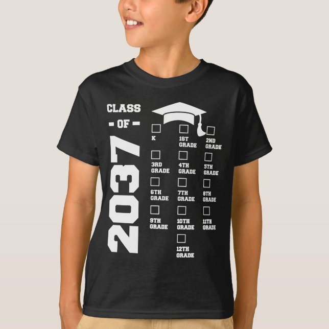 Class Of 2037 Grow With Me First Day Of School T-Shirt (Front)