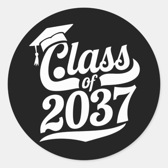 Class Of 2037 Grow With Me Proud Graduate Classic Round Sticker (Front)
