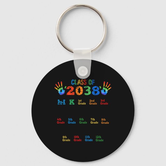 Class of 2038 Grow With Me Colour Handprint Pre-K  Key Ring (Front)