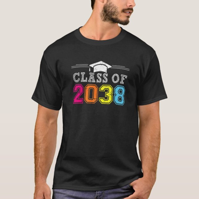 Class Of 2038 Grow With Me Graduation First Day of T-Shirt (Front)