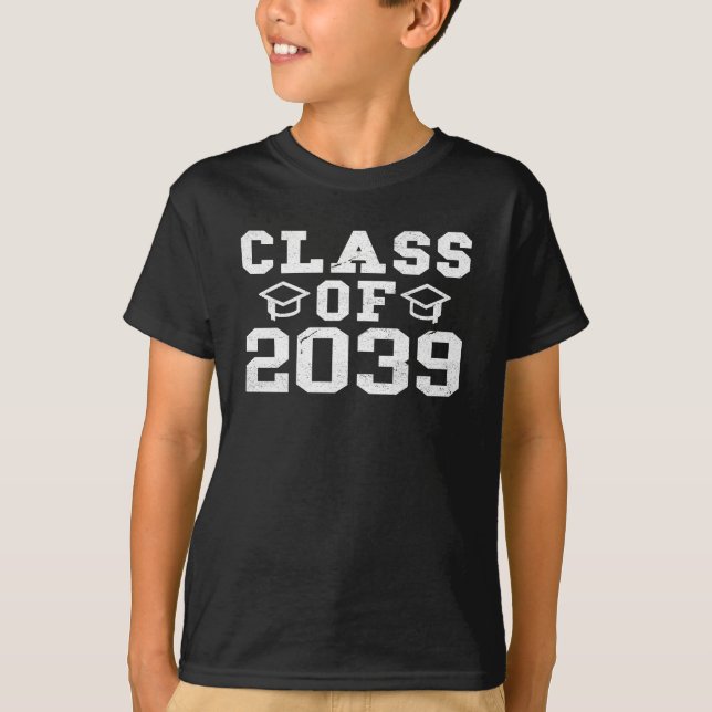 Class of 2039 Shirt, Kindergarten to Graduation T-Shirt (Front)