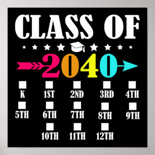Class Of 2040 Graduation 12th Grade Kindergarten Poster