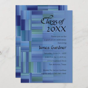 Class of 20XX Colour Blocks and Stripes Blue Gree Invitation