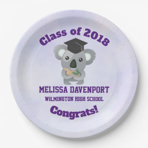 Class of 20xx Congrat Koala Bear in Graduation Cap Paper Plate