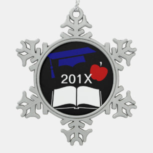 Class of 20xx Customisable Graduation Cap Snowflake Pewter Christmas Ornament