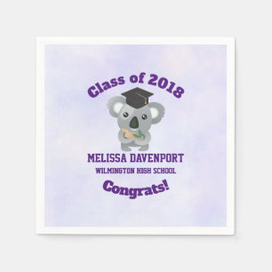 Class of 20xx Cute Koala Bear in Grad Cap Congrats Napkin