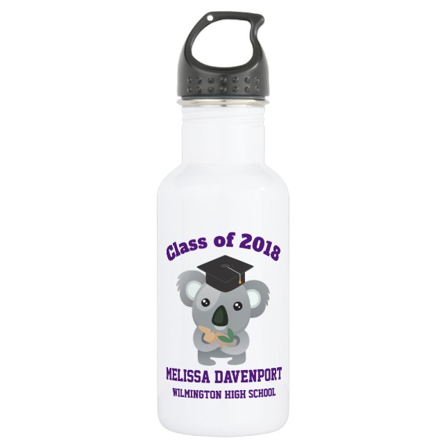 Class of 20xx Cute Koala Bear in Graduation Cap 532 Ml Water Bottle (Front)