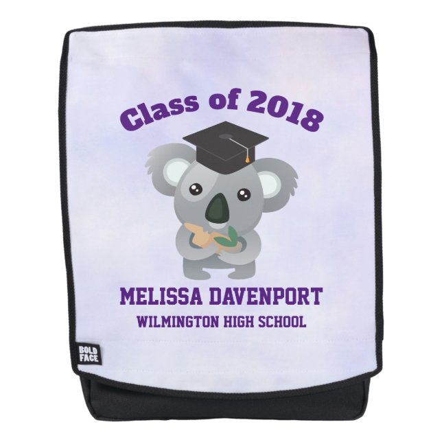 Class of 20xx Cute Koala Bear in Graduation Cap Backpack (Front)