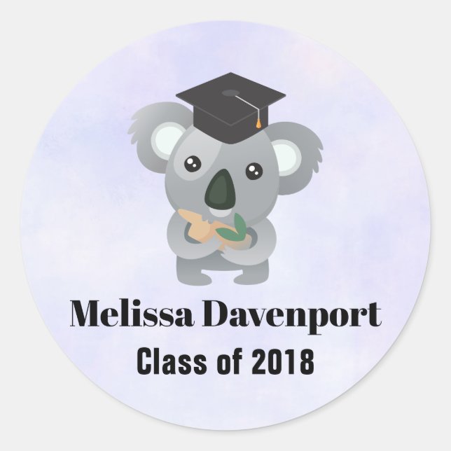Class of 20xx Cute Koala Bear in Graduation Cap Classic Round Sticker (Front)