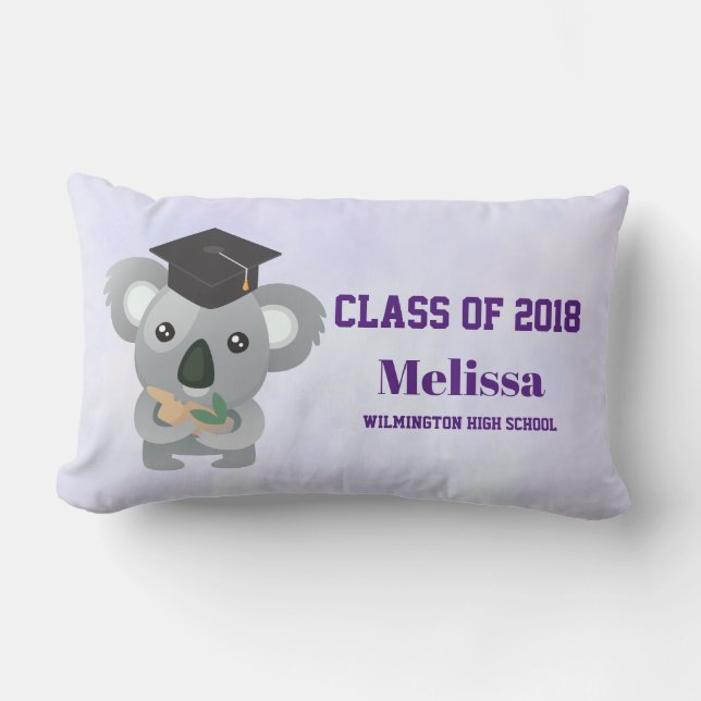 Class of 20xx Cute Koala Bear in Graduation Cap Lumbar Cushion (Front)
