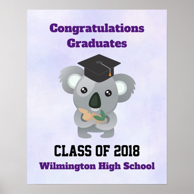 Class of 20xx Cute Koala Bear in Graduation Cap Poster (Front)