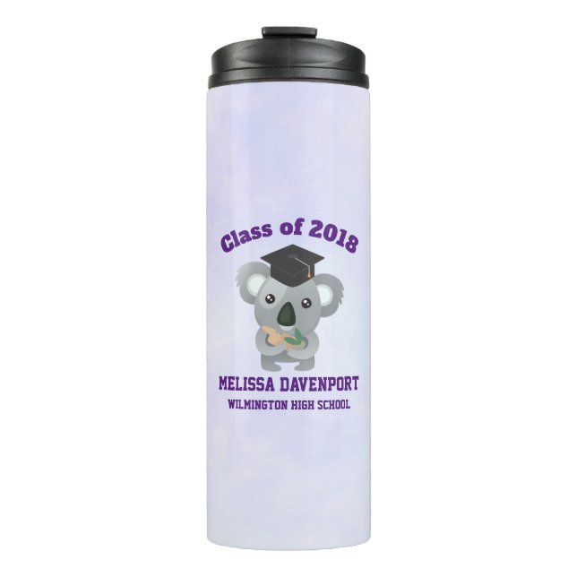 Class of 20xx Cute Koala Bear in Graduation Cap Thermal Tumbler (Front)