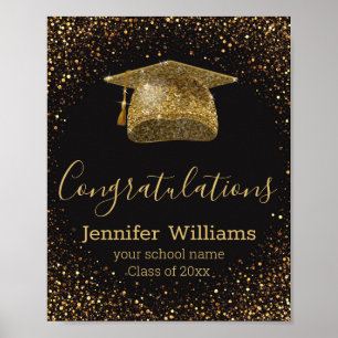 Class of 20xx graduate gold hat stylish black chic poster