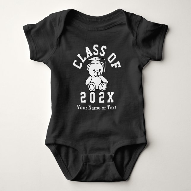 Class Of 20XX Graduating Bear Baby Bodysuit (Front)