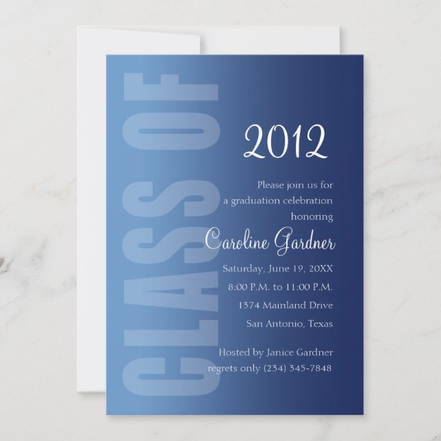 Class of 20XX Graduation Any Colour with Navy Fade Invitation (Front)