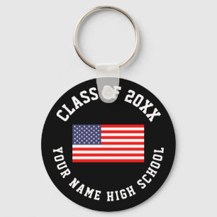Class of 20xx high school graduation American flag Key Ring