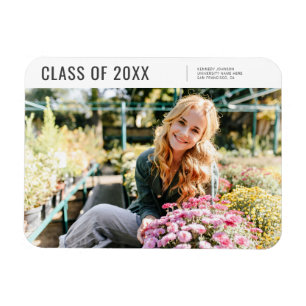 Class of 20XX Modern Minimalist Photo Graduation Magnet