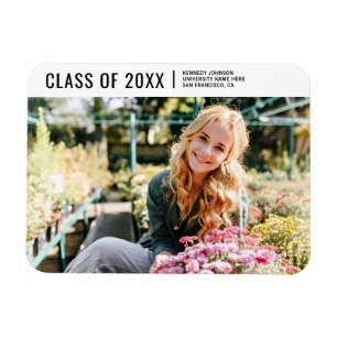 Class of 20XX Modern Minimalist Photo Graduation Magnet