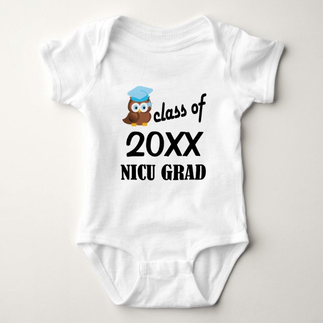 Class of 20XX NICU Grad Owl Baby T-shirt Baby Bodysuit (Front)