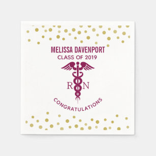 Class of 20xx Red Caduceus RN Symbol Graduation Napkin