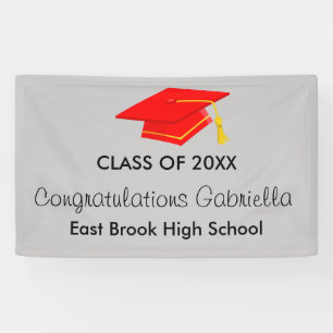 Class of 20XX Red Cap Graduation Banner