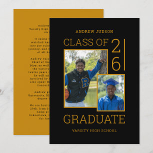 Class Of 24 Photo Bio School Colours Graduation  Invitation