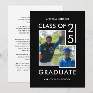 Class Of 26 Modern Black & White Photo Open House Invitation